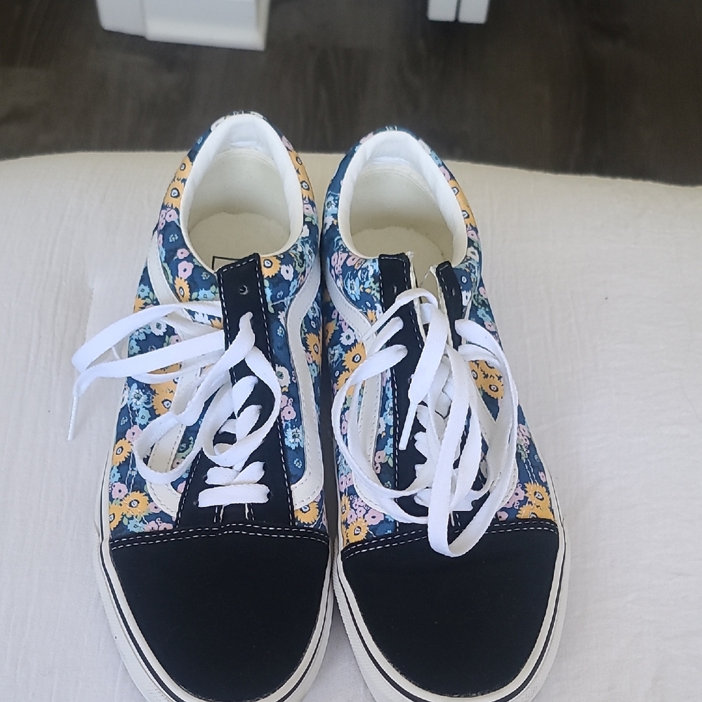 Vans Blue and Yellow Floral Sneakers